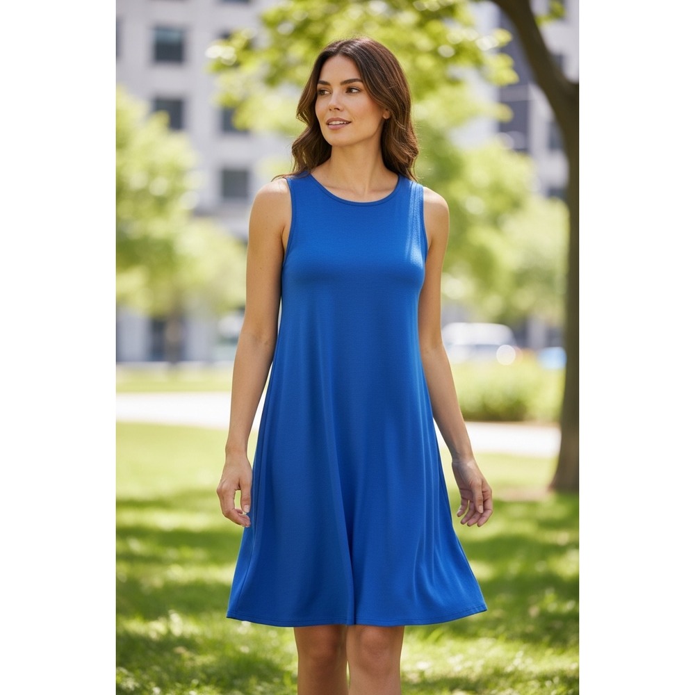 Cupio Petite Royal Blue‎ Sleeveless Swing Dress with Pockets women's PM NEW